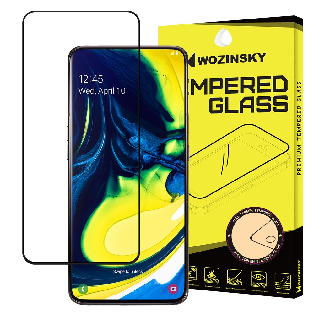 Tvrzené sklo celopovrchové 9H Wozinsky černé – Samsung Galaxy A80