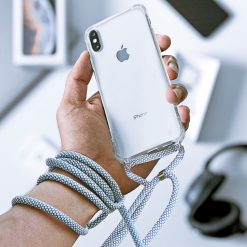 Zadní transparentní kryt s bílou šňůrkou Neck Strap – Samsung Galaxy M20 | Levné Kryty | Levné Kryty | Levné Kryty