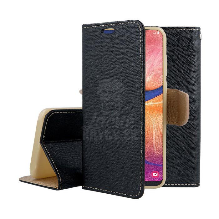 Peněženkové pouzdro Fancy Book černo-zlaté – Samsung Galaxy A20e | Levné Kryty | Levné Kryty | Levné Kryty