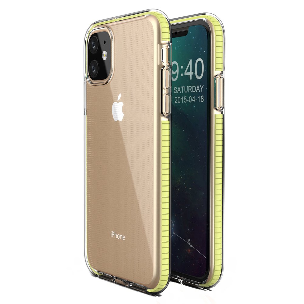 Transparentní kryt Spring Case 1mm žlutý rám – Apple iPhone 11 | Levné Kryty | Levné Kryty | Levné Kryty