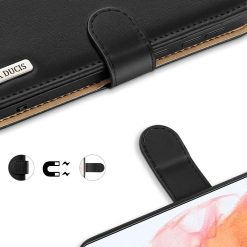 Kožené peněženkové pouzdro Dux Ducis Hivo černé – Samsung Galaxy S21 | Levné Kryty | Levné Kryty | Levné Kryty