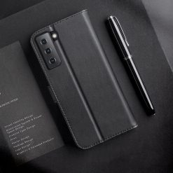 Kožené peněženkové pouzdro Dux Ducis Hivo černé – Samsung Galaxy S21 | Levné Kryty | Levné Kryty | Levné Kryty