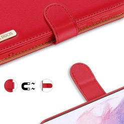 Kožené peněženkové pouzdro Dux Ducis Hivo červené – Samsung Galaxy S21+ (S21 Plus) | Levné Kryty | Levné Kryty | Levné Kryty