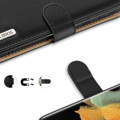 Kožené peněženkové pouzdro Dux Ducis Hivo černé – Samsung Galaxy S21 Ultra | Levné Kryty | Levné Kryty | Levné Kryty