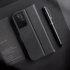 Kožené peněženkové pouzdro Dux Ducis Hivo černé – Samsung Galaxy S21 Ultra | Levné Kryty | Levné Kryty | Levné Kryty