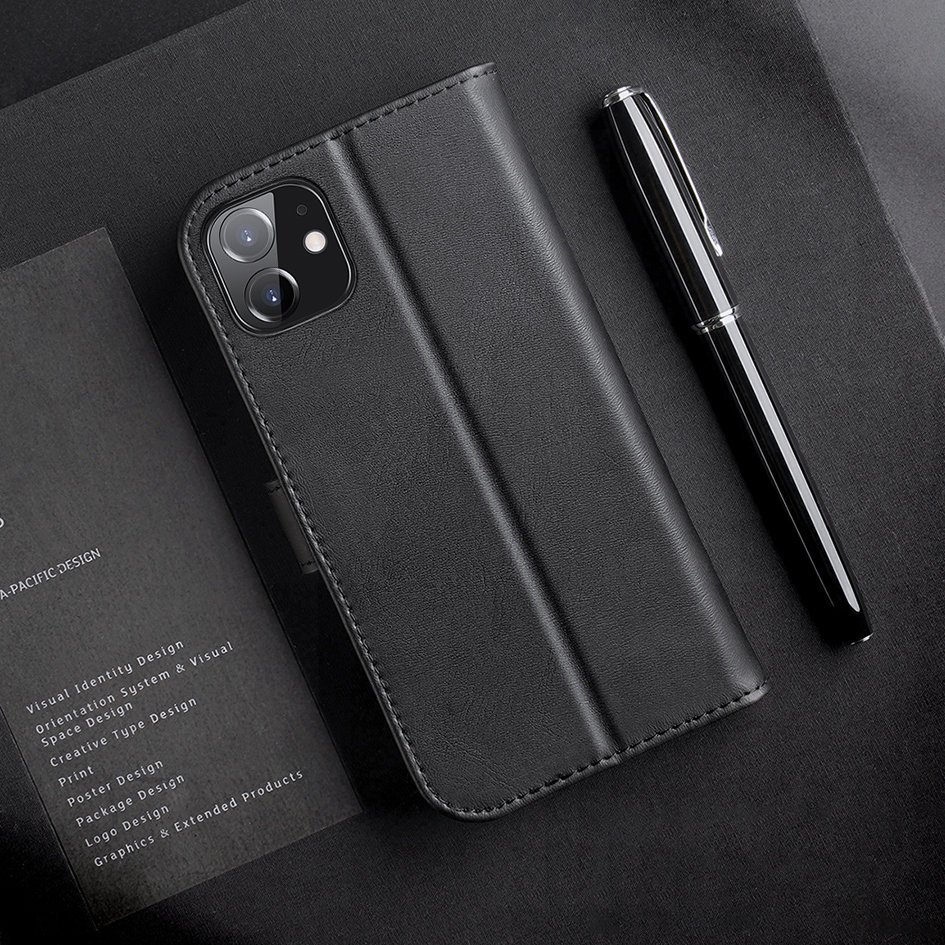 Kožené peněženkové pouzdro Dux Ducis Hivo černé – Apple iPhone 11 | Levné Kryty | Levné Kryty | Levné Kryty