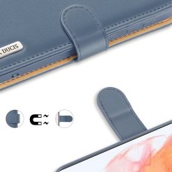 Kožené peněženkové pouzdro Dux Ducis Hivo modré – Samsung Galaxy S21 | Levné Kryty | Levné Kryty | Levné Kryty
