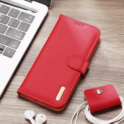 Kožené peněženkové pouzdro Dux Ducis Hivo červené – Samsung Galaxy S21 Ultra | Levné Kryty | Levné Kryty | Levné Kryty