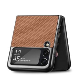 Kryt Cross Pattern Slim hnědý – Samsung Galaxy Z Flip 3 | Levné Kryty | Levné Kryty | Levné Kryty