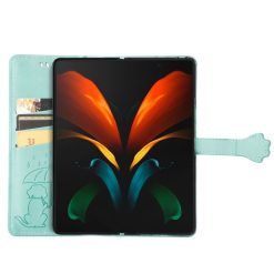 Peněženkové pouzdro Embossing Pattern Pes a Kočka zelené – Samsung Galaxy Z Fold 3 | Levné Kryty | Levné Kryty | Levné Kryty
