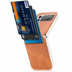 Kryt Litchi Pattern Folding Leather hnědý – Samsung Galaxy Z Flip 3 | Levné Kryty | Levné Kryty | Levné Kryty