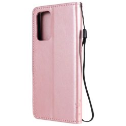 Peněženkové pouzdro Embossing Pattern Strom a kočka světle růžové – Samsung Galaxy A52 / A52 5G / A52s 5G | Levné Kryty | Levné Kryty | Levné Kryty