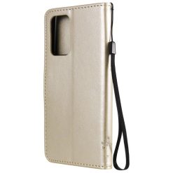Peněženkové pouzdro Embossing Pattern Strom a kočka zlaté – Samsung Galaxy A52 / A52 5G / A52s 5G | Levné Kryty | Levné Kryty | Levné Kryty