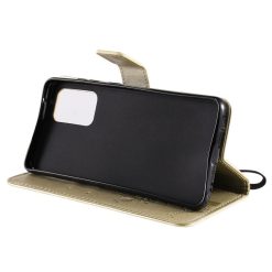 Peněženkové pouzdro Embossing Pattern Strom a kočka zlaté – Samsung Galaxy A52 / A52 5G / A52s 5G | Levné Kryty | Levné Kryty | Levné Kryty