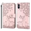 Peněženkové pouzdro Embossing Pattern Jelen fialové – Xiaomi Redmi 9A / 9AT | Levné Kryty | Levné Kryty | Levné Kryty