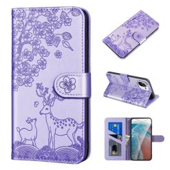 Peněženkové pouzdro Embossing Pattern Jelen fialové – Xiaomi Mi 11 Lite | Levné Kryty | Levné Kryty | Levné Kryty