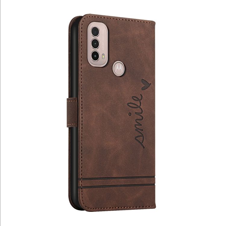 Peněženkové pouzdro Retro Smile hnědé – Motorola Moto E20 / Moto E40 | Levné Kryty | Levné Kryty | Levné Kryty