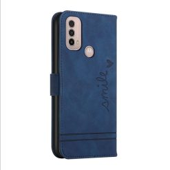 Peněženkové pouzdro Retro Smile modré – Motorola Moto E20 / Moto E40 | Levné Kryty | Levné Kryty | Levné Kryty