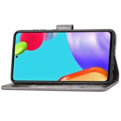 Peněženkové pouzdro Embossing Pattern Čtyřlístek šedé – Samsung Galaxy A52 / A52 5G / A52s 5G | Levné Kryty | Levné Kryty | Levné Kryty