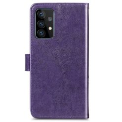 Peněženkové pouzdro Embossing Pattern Čtyřlístek fialové – Samsung Galaxy A52 / A52 5G / A52s 5G | Levné Kryty | Levné Kryty | Levné Kryty