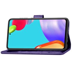 Peněženkové pouzdro Embossing Pattern Čtyřlístek fialové – Samsung Galaxy A52 / A52 5G / A52s 5G | Levné Kryty | Levné Kryty | Levné Kryty