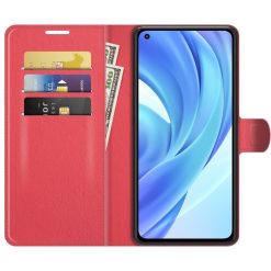 Peněženkové pouzdro Litchi červené – Xiaomi Mi 11 Lite | Levné Kryty | Levné Kryty | Levné Kryty