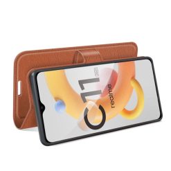 Peněženkové pouzdro Litchi hnědé – Realme C11 2021 | Levné Kryty | Levné Kryty | Levné Kryty