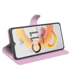 Peněženkové pouzdro Litchi bledě růžové – Realme C11 2021 | Levné Kryty | Levné Kryty | Levné Kryty