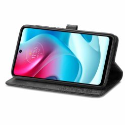 Peněženkové pouzdro Embossing Pattern Mandala Flower černé – Motorola Moto G60s | Levné Kryty | Levné Kryty | Levné Kryty