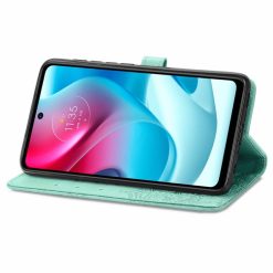 Peněženkové pouzdro Embossing Pattern Mandala Flower zelené – Motorola Moto G60s | Levné Kryty | Levné Kryty | Levné Kryty