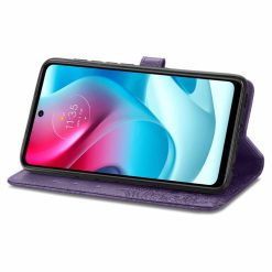 Peněženkové pouzdro Embossing Pattern Mandala Flower fialové – Motorola Moto G60s | Levné Kryty | Levné Kryty | Levné Kryty