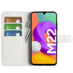 Peněženkové pouzdro Litchi bílé – Samsung Galaxy M22 | Levné Kryty | Levné Kryty | Levné Kryty