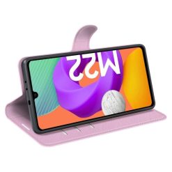 Peněženkové pouzdro Litchi bleděrůžové – Samsung Galaxy M22 | Levné Kryty | Levné Kryty | Levné Kryty