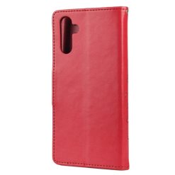 Peněženkové pouzdro Embossing Pattern Motýl a květ červené – Samsung Galaxy A13 5G | Levné Kryty | Levné Kryty | Levné Kryty