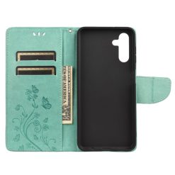 Peněženkové pouzdro Embossing Pattern Motýl a květ zelené – Samsung Galaxy A13 5G | Levné Kryty | Levné Kryty | Levné Kryty