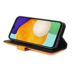 Peněženkové pouzdro Stitching černo-oranžové – Samsung Galaxy A13 5G | Levné Kryty | Levné Kryty | Levné Kryty