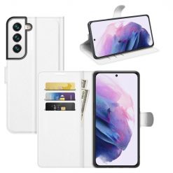Peněženkové pouzdro Litchi bílé – Samsung Galaxy S22 | Levné Kryty | Levné Kryty | Levné Kryty
