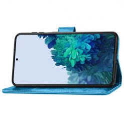 Peněženkové pouzdro Embossing Pattern Čtyřlístek modré – Samsung Galaxy S22+ (S22 Plus) | Levné Kryty | Levné Kryty | Levné Kryty