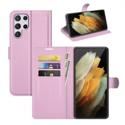 Peněženkové pouzdro Litchi bleděrůžové – Samsung Galaxy S22 Ultra | Levné Kryty | Levné Kryty | Levné Kryty
