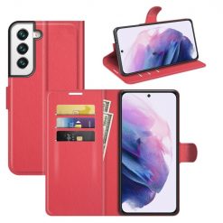 Peněženkové pouzdro Litchi červené – Samsung Galaxy S22+ (S22 Plus) | Levné Kryty | Levné Kryty | Levné Kryty