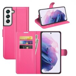Peněženkové pouzdro Litchi růžové – Samsung Galaxy S22+ (S22 Plus) | Levné Kryty | Levné Kryty | Levné Kryty