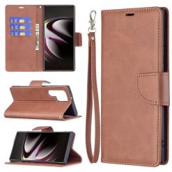 Peněženkové pouzdro Retro Lambskin hnědé – Samsung Galaxy S22 Ultra | Levné Kryty | Levné Kryty | Levné Kryty