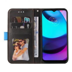 Peněženkové pouzdro Stitching černo-modré – Motorola Moto E20 / Moto E40 | Levné Kryty | Levné Kryty | Levné Kryty
