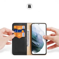 Kožené peněženkové pouzdro Dux Ducis Hivo černé – Samsung Galaxy S21 FE | Levné Kryty | Levné Kryty | Levné Kryty
