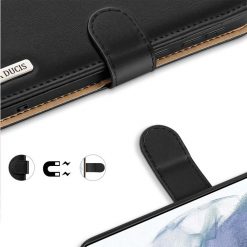 Kožené peněženkové pouzdro Dux Ducis Hivo černé – Samsung Galaxy S21 FE | Levné Kryty | Levné Kryty | Levné Kryty