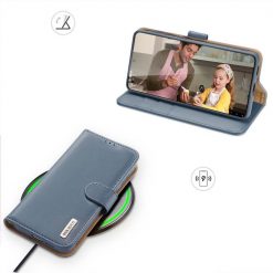 Kožené peněženkové pouzdro Dux Ducis Hivo modré – Samsung Galaxy S21 FE | Levné Kryty | Levné Kryty | Levné Kryty
