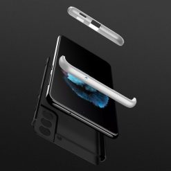 Ochranný kryt 360 Protection černo-stříbrný – Samsung Galaxy S21 FE | Levné Kryty | Levné Kryty | Levné Kryty