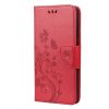 Peněženkové pouzdro Embossing Pattern Motýl a květ tmavěfialové – Samsung Galaxy S21 FE | Levné Kryty | Levné Kryty | Levné Kryty
