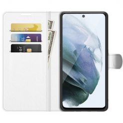 Peněženkové pouzdro Litchi bílé – Samsung Galaxy S21 FE | Levné Kryty | Levné Kryty | Levné Kryty