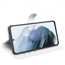 Peněženkové pouzdro Litchi bílé – Samsung Galaxy S21 FE | Levné Kryty | Levné Kryty | Levné Kryty